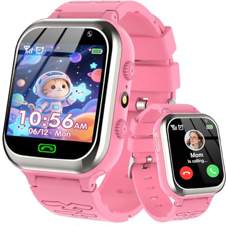 kaacly Montre Connectée Enfant-Montre Intelligente Enfants avec Téléphone SOS Pedometer 11Jeux Réveil Musique Caméra Lampe de Poche, Smartwatch Cadeaux Garçons et Filles de 4-12 Ans (Pink)