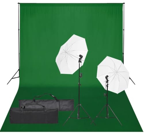 vidaXL Kit de Estudio Fotográfico con Set de Luces y Fondo Soporte Telón Pantalla Foto Video Sistema Lámparas Luz Iluminación Plegable
