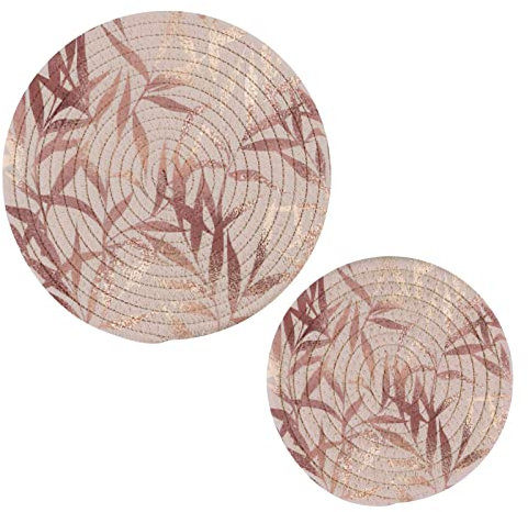 Küchen-Topflappen-Set, 2 Stück, Foto-Stock, Rotgold, elegante Textur mit einem Blumenmuster für das Design von Einladungskarten und Baumwollfaden, Untersetzer Set, stilvolle Untersetzer für heiße