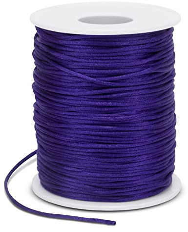 LEREATI Filo Nylon per Braccialetti 1.5mm x 100m Cordoncino Natalizio Cordone di Raso, Cordino per Borse Uncinetto, la Creazione di Gioielli, Fai da Te, Collane, Perline (Viola Scuro)
