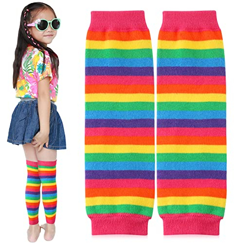 Sintege Beinwärmer für Kinder Baby Gestreifte Beinstulpen für Mädchen 6 Monate bis 5 Jahre (Helle Farbe, Süß Stil)