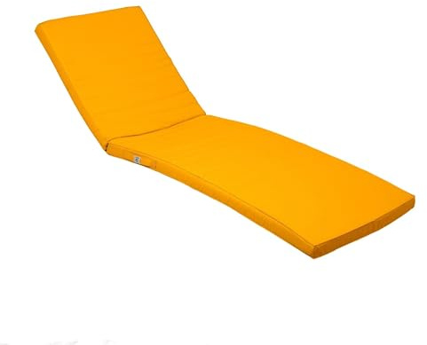 Cojín Tumbona - Desenfundable, Impermeable, Anti-UV y con 5 Correas - Colchoneta Tumbona 185x55x5CM - DÉCO Arts (Amarillo)