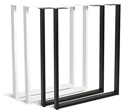 Rikmani Gestell Metallfüße 2 Stück SR47 Weiss Tischbeine Metall für Esstisch, Schreibtisch, Couchtisch, Bank einfache Montage Stahl Tischgestell mit Schrauben & Bodenschoner