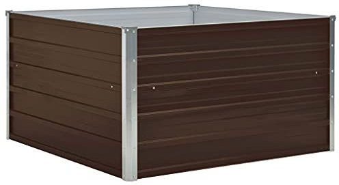 Annlera Jardinière 100x100x45 cm Marron - Bac à Fleurs Acier - Grande Taille - Jardinière sur Pied - Indoor