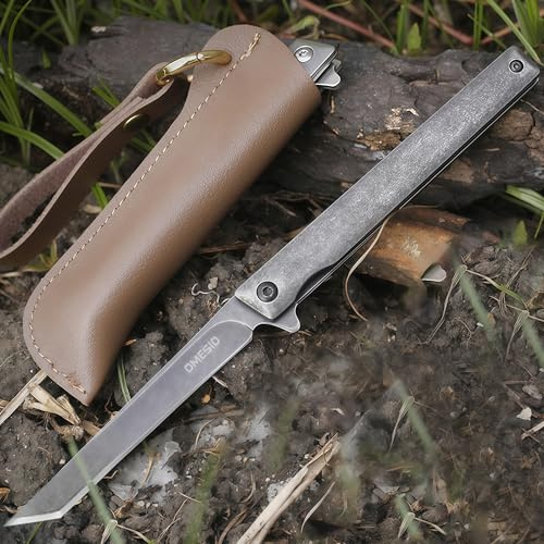 Omesio cuchillo plegable tanto navaja de bolsillo japonesa EDC pequeña fina Slim caballero plegable de acero inoxidable Liner-Lock