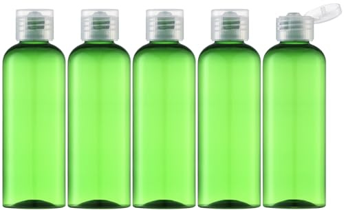 Toureal Shampoo Flaschen zum Befüllen 100ml - Reise Flasche aus Kunststoff Set Geeignet für Flugzeuge - Travel Size Shampoo Bottles for Toiletry - Kleine Reiseflaschen für Kosmetik 5 Stück Hellgrün