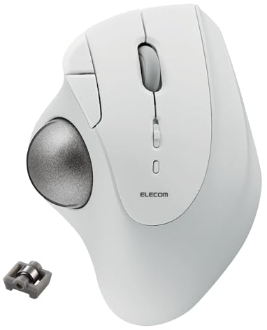ELECOM IST Trackball Mouse, Wireless Bluetooth, Ergonomic Design, Roller Ball Bearing, PC/Laptop, Windows11/ MacOS, iPadOS/Android, White M-IT11BRWH