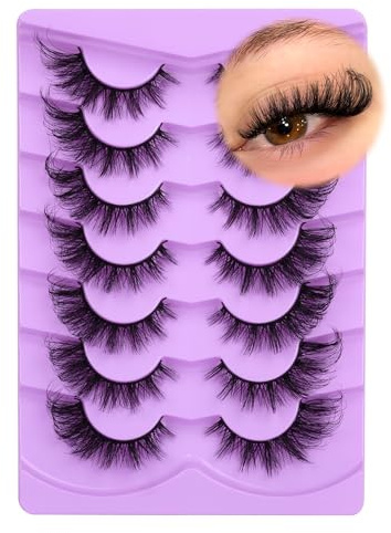 ALICE Fox Eye Lot de 7 paires de faux cils 3D en forme d'œil de chat
