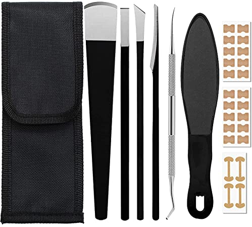 6 PCS Cuchillo De Pedicura Juego Profesional Cuchillas Para Callos Bisturi Cuchilla Pies Bisturi Podologo Cortacallos Acero Inoxidable Traer 24 Parches para Uñas Encarnadas,1 Bolsa de Almacenamiento