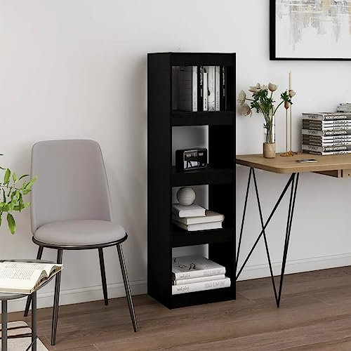 CKioict Vorratsschrank Mehrzweckschrank Wohnzimmer Regal Bücherregal Raumteiler Schwarz 40x30x135,5 cm Massivholz Kieferfür Wohnzimmer, Schlafzimmer, Büro