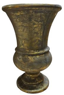 Teramico Pokalvase in Gold Pflanzgefäß Blumentopf frostfest für den Innen- und Außenbereich - aus robustem Leicht-Beton