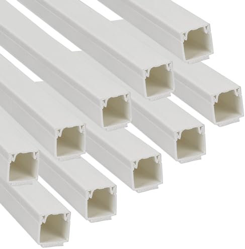 Jandei - Lot de 10 gouttières adhésives blanches pour câbles PVC. Organisation et protection du câblage 1 mètre de longueur (12 x 12 mm)
