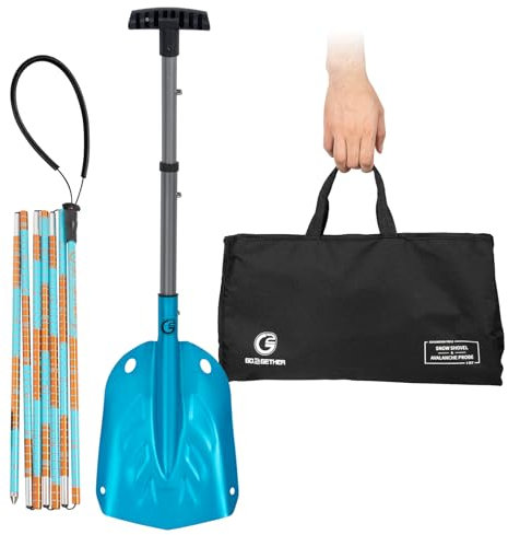 G2 Lawinen-Set: leichte Schneeschaufel aus Aluminiumlegierung mit Schneesonde und Aufbewahrungstasche, faltbares Design, einfach zu lagern und zu tragen (Blau)