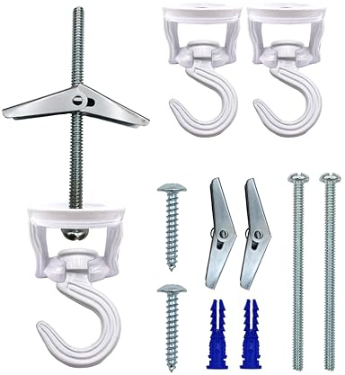 NACETURE Heavy Duty Swivel Swag Hooks, White, 2 Pack | 360° swivel design helps reduce twisting while hanging plants, lights, baskets and other ceiling décor.