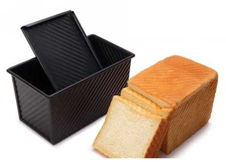 SPXTOM Teglia for Pane Pull Man con Coperchio, capacità di Impasto di 1 libbra, Scatola for Toast for Pane Ondulato, Antiaderente, Stampo for Toast da Forno, for cuocere Il Pane