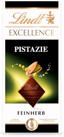 Lindt Tavoletta EXCELLENCE Pistacchio, Tavoletta di Finissimo Cioccolato Fondente Lindt con Granella di Pistacchio, Formato 100g