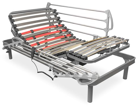 Homey - Cama Eléctrica Articulada Flexipro con 5 Planos y Estructura Reforzada + Juego de Barandillas Abatibles - Ergonómica, Fiable y Silenciosa, Motor Alemán, 105 x 190