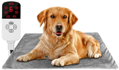 KUWUNG Tapis Chauffant pour Chat et Chien, 45 x 70cm, 9 Niveaux de Température, Coussin Lavable, Couverture Chauffante pour Animaux, Cadeau