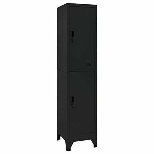 Iiaky Schließfachschrank Schwarz 38x45x180 cm Stahl SchließFachschrank Spind Organizer Garagenschrank Spind Schrank - 339778