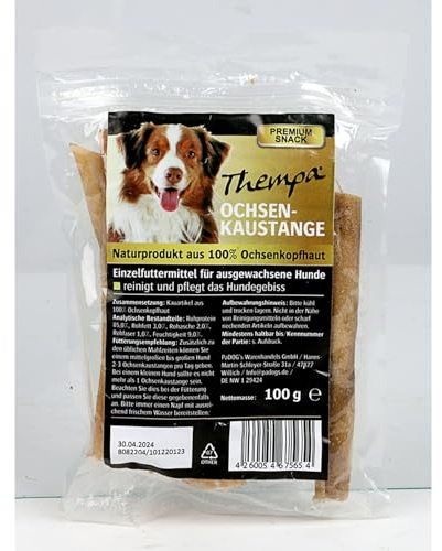 Thempa Lot de 10 bâtonnets à mâcher de bœuf 100 % naturels 100 % peau de bœuf 1 kg