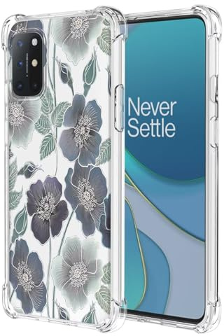 WOWUDI Handyhülle für OnePlus 8T Hülle Silikon Transparent mit 3D Blumen Dünn Transparent Handyhülle Weich Silikon TPU Bumper Stoßfest Cover - SJ403