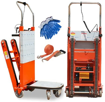 Elektrische Treppensteiger-Sackkarren Batteriebetriebener Dolly-Wagen 300 kg Maximale Tragfähigkeit Faltbarer Treppensteigerwagen Handwagen mit 4 Rädern (800W48V72AH)
