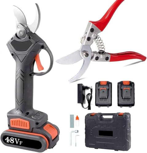 K2 Store - Forbici potatura a batteria 48V, forbici elettriche a 2 batterie 48V