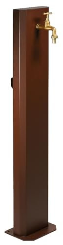 Fontana da Giardino Design a Colonna Ovale Rubinetto in Ottone Senza Base Corten