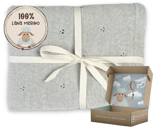 MIRARI Coperta in Lana Merino 100% 75x100cm per Neonato Invernale per Carrozzina