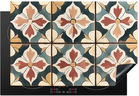 KitchenYeah© Herdabdeckplatte Einteilig Abdeckplatten Cerankochfeld | 78x52 cm - Abdeckung Ceranfeld Herdplattenabdeckung Induktionsmatte Dekorationen - Fliesen - Spanisch - Vintage