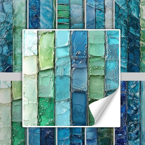 GRAZDesign Maritime Fliesenaufkleber Set – 3D Effekt, Blau und Grün, ablösbar, wasserdicht, 10-teilig - 20x20cm