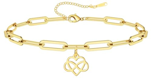 Dreamtimes Infinity Heart Ankle Bracelet für Frauen Edelstahl einstellbar Liebe Symbol Fuß Kette hypoallergen Paar Freundschaft Schmuck Geschenk Dailylife Anklet für sie
