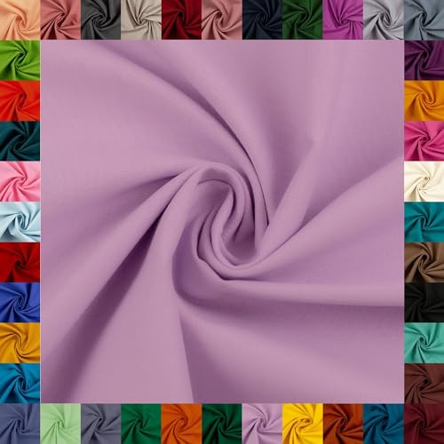 Baumwollstoff HEIDE, 100% Baumwolle, 42 Uni-Farben, Coupons (keine Meterware), ca. 150 cm breit, ca. 160 g/m², Oeko-TEX Standard 100 (flieder, 0,5 m)