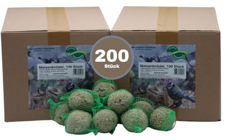 Anhaltiner Meisenknödel 200St. mit Netz mit Insekten Rindertalg Wildvögel Fett