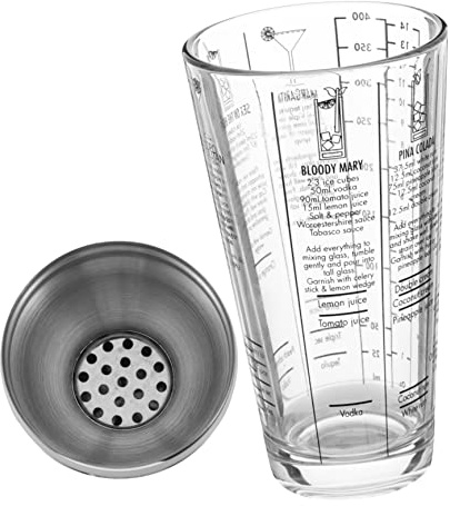 NAMOARLY Shaker da Cocktail in Vetro da 400ml Scala Graduata, Facile da Pulire senza Gocciolamento, per Bar e Intrattenere Amici