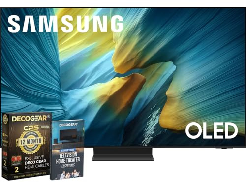 Samsung 65 inch OLED 4K S95F Smart TV (2025) Vision AI, OLED HDR Pro, Glare-Free Bundle with CPS Exclusive 1-Year Protection & Deco Gear Complete Home Theater Beginner's Guidebook