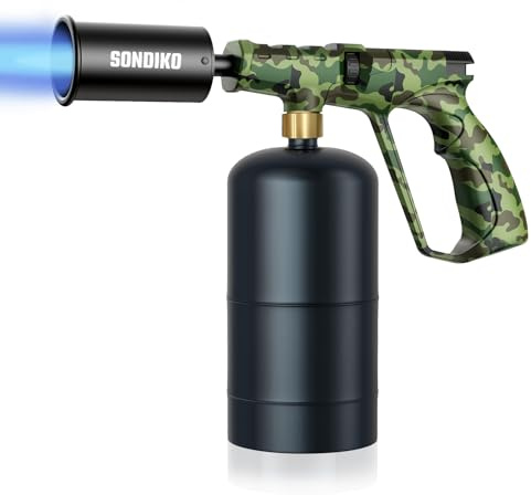 Sondiko Propane Torch Head, Powerful Kitchen Torch for Cooking, BBQ, Sous Vide and Steak Searing, Adjustable Blow Torch - Perfect Campfire Charcoal Starter, Gas Welding Kit(Propane Tank Not Included)