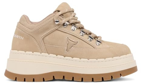 Windsor Smith - Sneakers da Donna in Pelle Scamosciata Marrone Sabbia con Plateau - Ultimatum