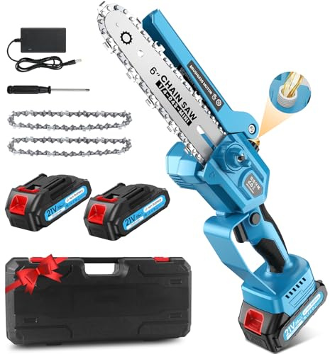 Motosierra Bateria, Motosierra Eléctrica, Con Motor Sin Escobillas De 1000w, 2 Baterías De 2000 Mah, Equipado Con Dispositivo De Repostaje Automático y Cadenas Dobles, Adecuada Para Huertos y Jardines