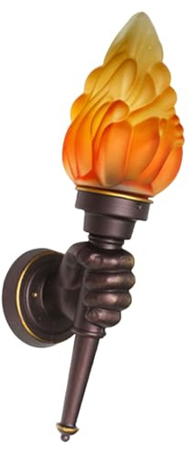 Generico Applique da parete rustica - Lampada da parete in stile torcia marrone anticato | in alluminio industriale con paralume in fiammato, illuminazione decorativa retrò in stile rustico