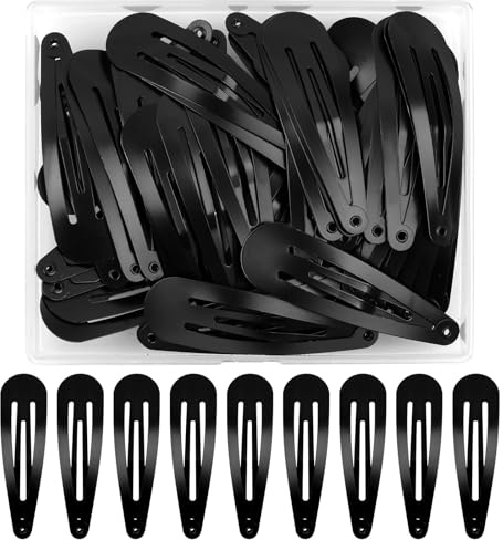 BUTBU Lot de 50 Pince Cheveux, Barettes Cheveux Femme, 5 cm, En Métal, Mini Pinces à Cheveuxs Pour Enfants Et Filles, Noir