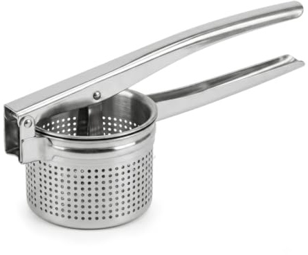 Schiacciapatate Professionale in Acciaio Inox – Utensile Cucina Pressa Patate Manuale con Doppia Foratura per Purè Vellutato, Gnocchi e Verdure –Robusto, Lavabile in Lavastoviglie, Design Ergonomico