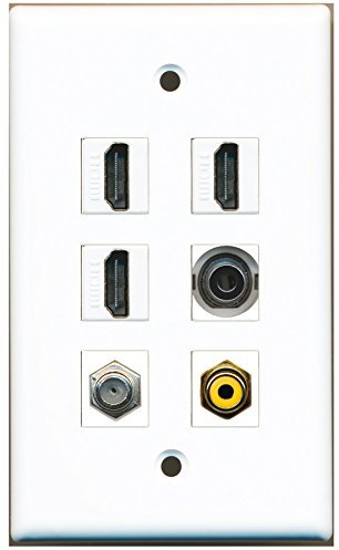 RiteAV – 3 HDMI 1 puerto RCA amarillo 1 Puerto Cable coaxial, coaxial, 1 puerto 3,5 mm placa de pared