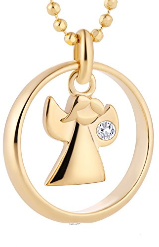 fish Vergoldete Silberkette Mit Engelanhänger Und Kristall Für Kinder