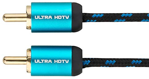 Ultra HDTV Cavo RCA Mono - 7,5 m Premio Cavo Audio Video RCA Maschio/Maschio, Connettori Placcati Oro per Subwoofer, TV, Lettore DVD/Blu-ray, Camcorder - Altoparlanti