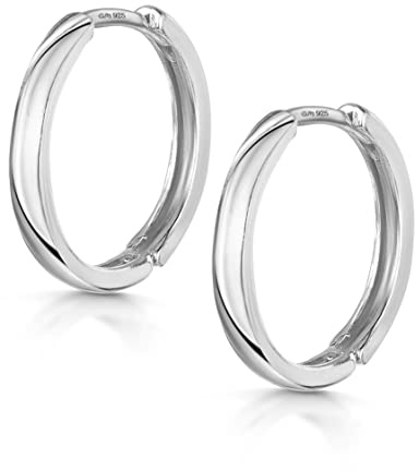 Amberta Kvinnor 925 Sterling Silver Fina Par av Runda Gångjärnsförsedda Creoler - Sovörhängen Diameter 10 20 45 65 mm (18 mm)