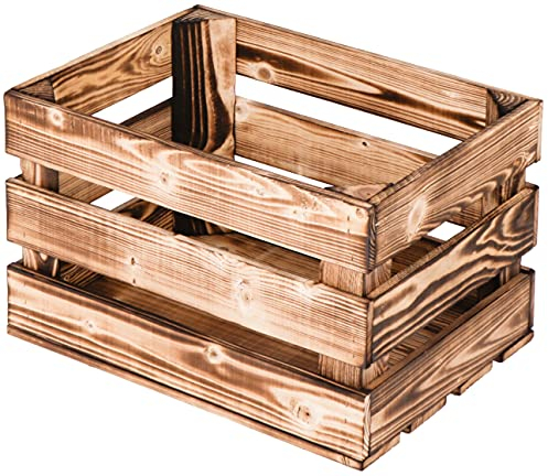 LAUBLUST Vintage Holzkiste Klein - Aufbewahrungskiste aus Holz | Geschenkkiste & Deko (Geflammt, 40 x 30 x 25 cm | L)