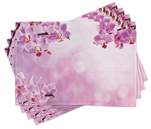 ABAKUHAUS Spa Set da tavola, Orchid Spring Petals Spa, Decorazione della tavola in tessuto lavabile per sala da pranzo e cucina, Impressione numerica, Viola pallido