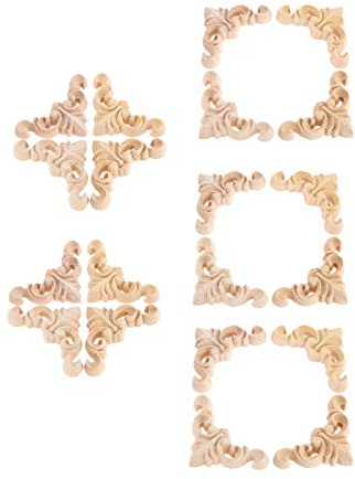 Woodcarving 20 Stück Holz geschnitzt Eck-Abziehbild für Skulptur Ecke, Wandleuchte, Rahmen für Haus, Möbel, Schrank, Tür, 4 cm