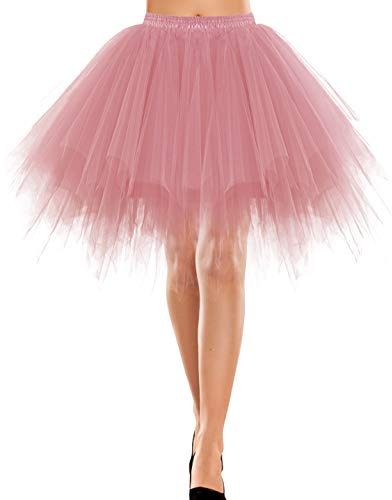 Bbonlinedress tutu tyllkjol underkjol kjol 50-talet vintage balett bubbla danskjol dansklänning balklänning kort retro, Blush, XL